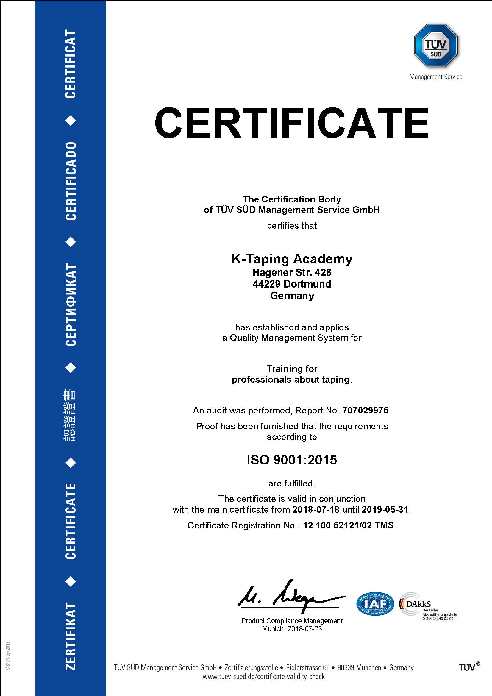 certificate K-Taping